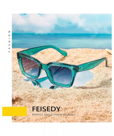 Classic Women Sunglasses Fashion Thick Square Sun Glasses Chunky Frame UV400 B2471 Transparent Turquoise $11.39 Wayfarer