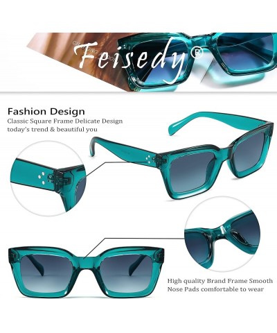 Classic Women Sunglasses Fashion Thick Square Sun Glasses Chunky Frame UV400 B2471 Transparent Turquoise $11.39 Wayfarer