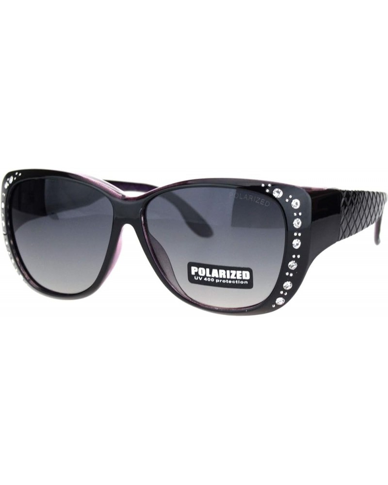 Polarized 55mm Fit Over OTG Butterfly Rhinestone Diva Sunglasses Black Purple $9.15 Butterfly