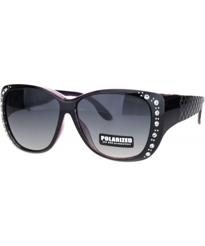 Polarized 55mm Fit Over OTG Butterfly Rhinestone Diva Sunglasses Black Purple $9.15 Butterfly