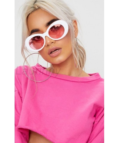 Authentic Clout Goggles Bold Oval Retro Mod Fashion Sunglasses Clout Round Lens White+checkered+pink 3 Packs $9.13 Oval