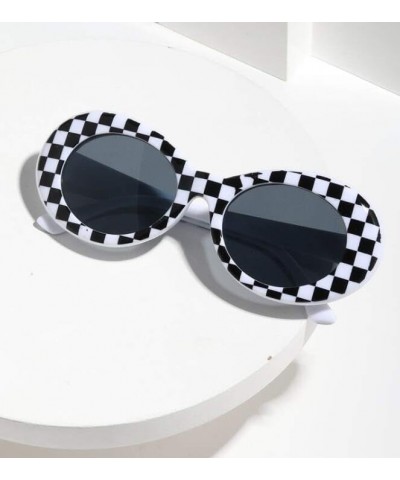 Authentic Clout Goggles Bold Oval Retro Mod Fashion Sunglasses Clout Round Lens White+checkered+pink 3 Packs $9.13 Oval