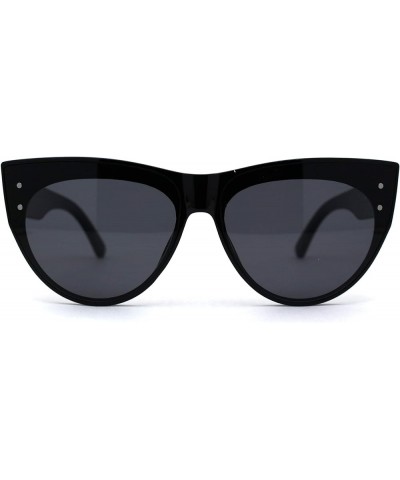 Womens Mod Inset Lens Cat Eye Fashion Sunglasses All Black $9.69 Designer