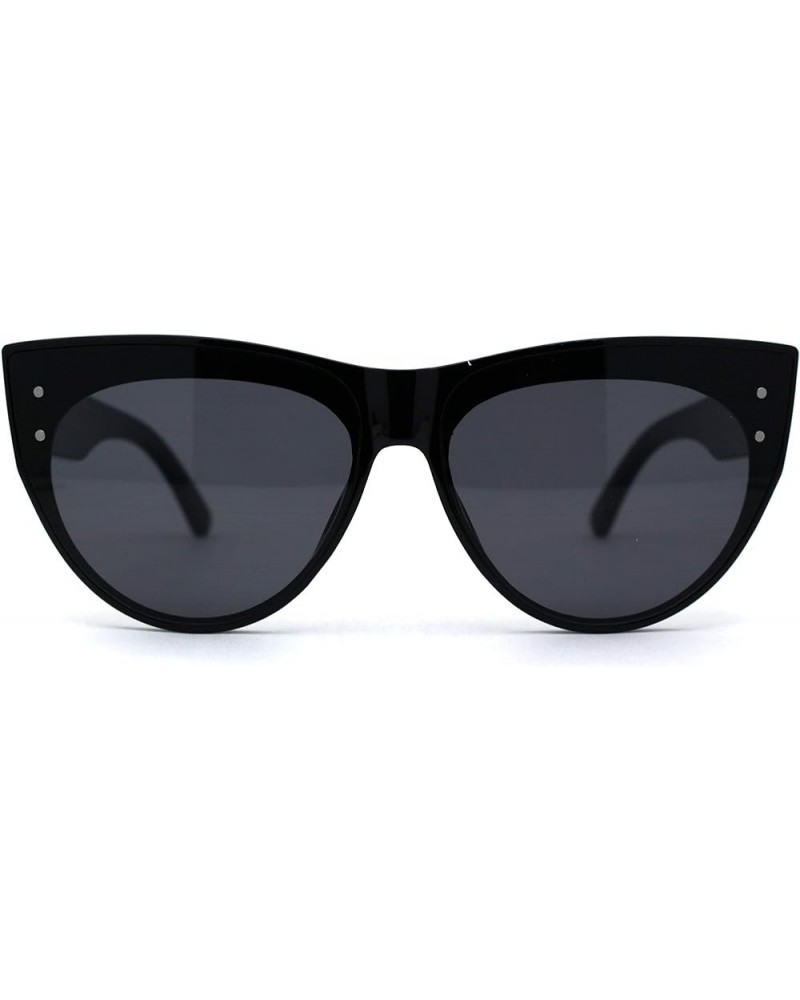 Womens Mod Inset Lens Cat Eye Fashion Sunglasses All Black $9.69 Designer