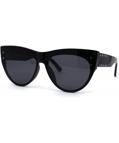 Womens Mod Inset Lens Cat Eye Fashion Sunglasses All Black $9.69 Designer