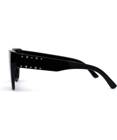 Womens Mod Inset Lens Cat Eye Fashion Sunglasses All Black $9.69 Designer