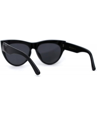 Womens Mod Inset Lens Cat Eye Fashion Sunglasses All Black $9.69 Designer