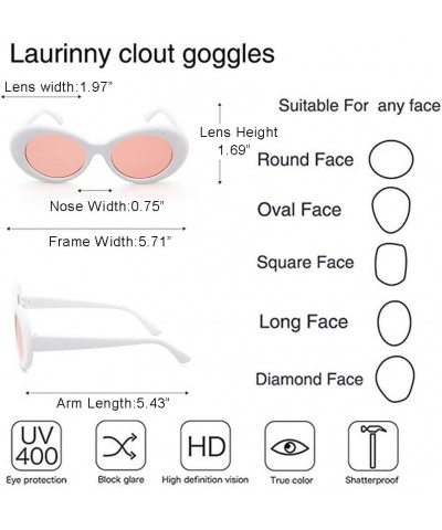 Authentic Clout Goggles Bold Oval Retro Mod Fashion Sunglasses Clout Round Lens White+checkered+pink 3 Packs $9.13 Oval