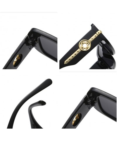 Square Double Color Women Sunglasses Retro Metal Decoration Wide Legs Men Shades UV400 Sun Glasses White $18.63 Rectangular