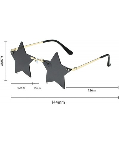 COTIA/Rimless Sunglasses Women Rhinestones Five Star Sun Glasses Irregular Personality Pentagram Glasses Blue $11.01 Designer