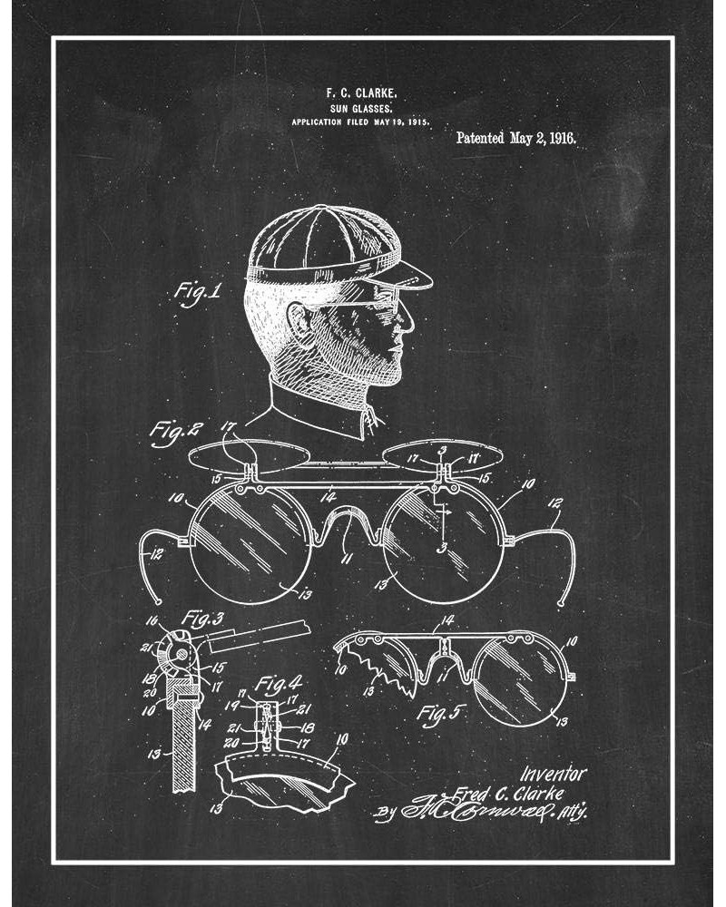 Sunglasses Patent Print Blueprint with Border (8.5" x 11") M15538 13" x 19" Chalkboard $11.31 Rectangular