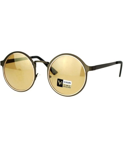 Womens Fashion Sunglasses Round Layered Circle Metal Frame UV 400 Brown gold mirror $7.48 Round