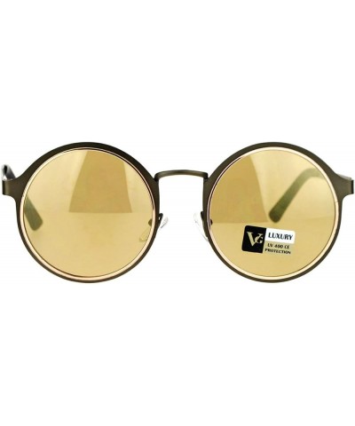 Womens Fashion Sunglasses Round Layered Circle Metal Frame UV 400 Brown gold mirror $7.48 Round