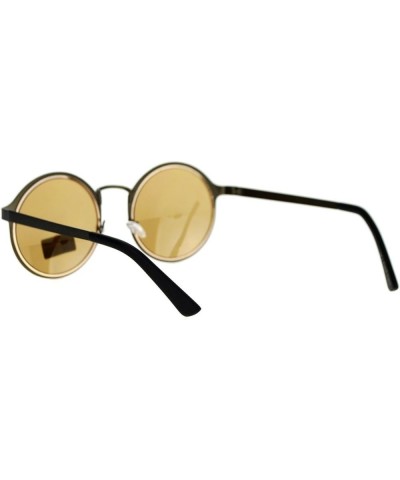 Womens Fashion Sunglasses Round Layered Circle Metal Frame UV 400 Brown gold mirror $7.48 Round