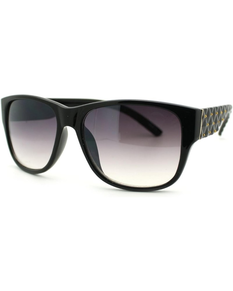 Womens Classy Fashion Sunglasses Simple Stud Diamond Pattern Black smoke $7.62 Square