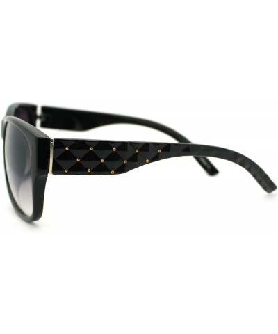 Womens Classy Fashion Sunglasses Simple Stud Diamond Pattern Black smoke $7.62 Square