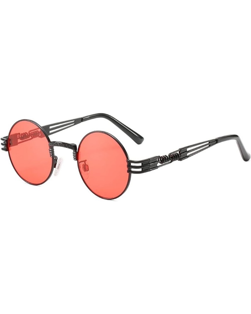 Retro Metal Round Frame Punk Men and Women Fashion Outdoor Decorative Sunglasses (Color : F, Size : 1) 1 B $14.11 Designer