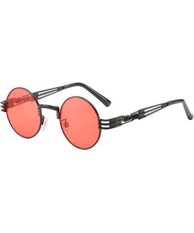 Retro Metal Round Frame Punk Men and Women Fashion Outdoor Decorative Sunglasses (Color : F, Size : 1) 1 B $14.11 Designer