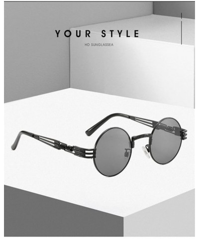 Retro Metal Round Frame Punk Men and Women Fashion Outdoor Decorative Sunglasses (Color : F, Size : 1) 1 B $14.11 Designer