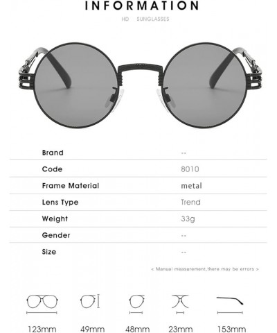 Retro Metal Round Frame Punk Men and Women Fashion Outdoor Decorative Sunglasses (Color : F, Size : 1) 1 B $14.11 Designer