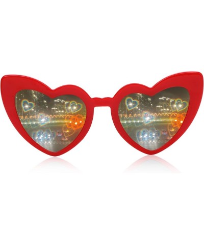 Heart Sunglasses Heart Effect Diffraction Glasses Festival Party Rave Light Accessories Heart Glasses UV400 Protection Red Fr...