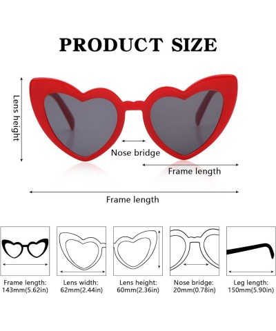 Heart Sunglasses Heart Effect Diffraction Glasses Festival Party Rave Light Accessories Heart Glasses UV400 Protection Red Fr...