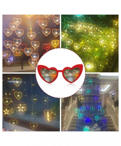 Heart Sunglasses Heart Effect Diffraction Glasses Festival Party Rave Light Accessories Heart Glasses UV400 Protection Red Fr...