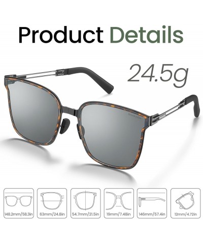 Polarized Foldable Sunglasses Men Women UV400, Ultra Light & Thin Metal Frame, Anti Glare & Scratch Resistant Lens Orange Ora...