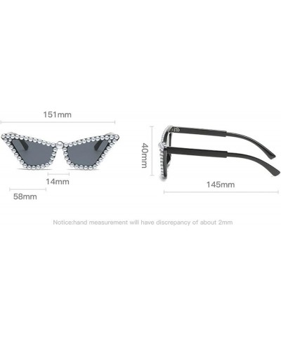 Fashion Cute Cat Eye Pearl Sunglasses for Women Shimmering Triangle Frame Disco Bling Party Sun Glasses Green $9.82 Cat Eye