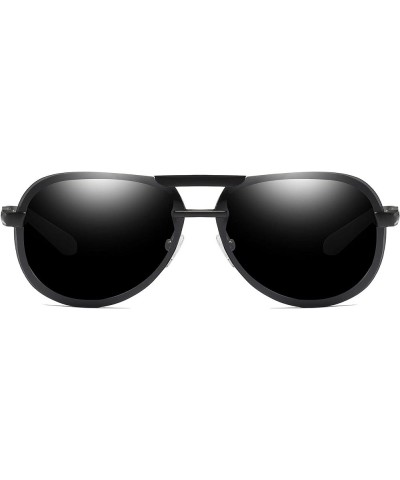 Classic Aviator Sunglasses Polarized Al-Mg alloy Driving Sunglasses 100% UV Blocking Black Grey $21.09 Oval