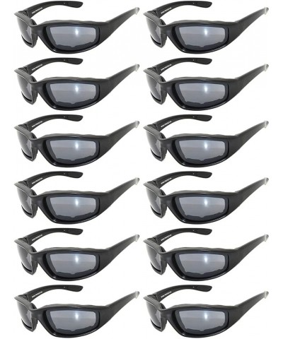 Wholesale of 12 Pairs Motorcycle Padded Foam Glasses Assorted Color Lens Black Smoke $21.41 Designer