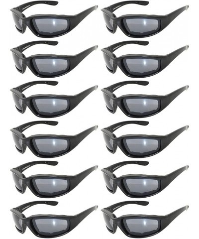 Wholesale of 12 Pairs Motorcycle Padded Foam Glasses Assorted Color Lens Black Smoke $21.41 Designer