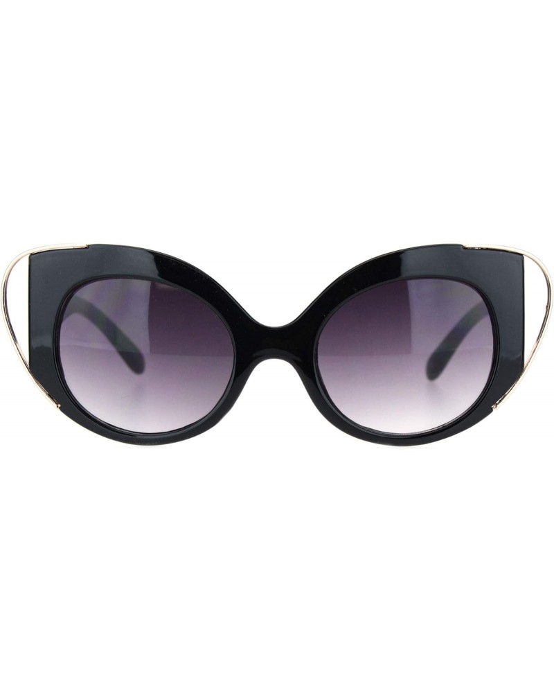 Womens Retro Mod Metal Wire Horn Cat Eye Fashion Sunglasses Black Gold Smoke $7.77 Cat Eye