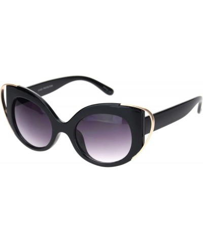 Womens Retro Mod Metal Wire Horn Cat Eye Fashion Sunglasses Black Gold Smoke $7.77 Cat Eye