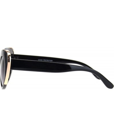 Womens Retro Mod Metal Wire Horn Cat Eye Fashion Sunglasses Black Gold Smoke $7.77 Cat Eye