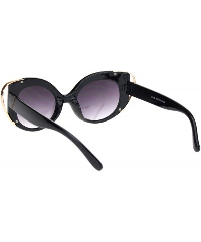 Womens Retro Mod Metal Wire Horn Cat Eye Fashion Sunglasses Black Gold Smoke $7.77 Cat Eye