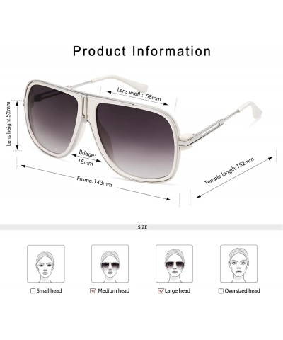 Retro Aviator Sunglasses for Women Men Trendy 90s Shades Square Oversized Womens Mens Sunnies AP3683 C3 White Silver/Gradient...