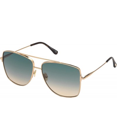 REGGIE FT 0838 Shiny Rose Gold/Blue Shaded 61/14/140 women Sunglasses $122.12 Pilot