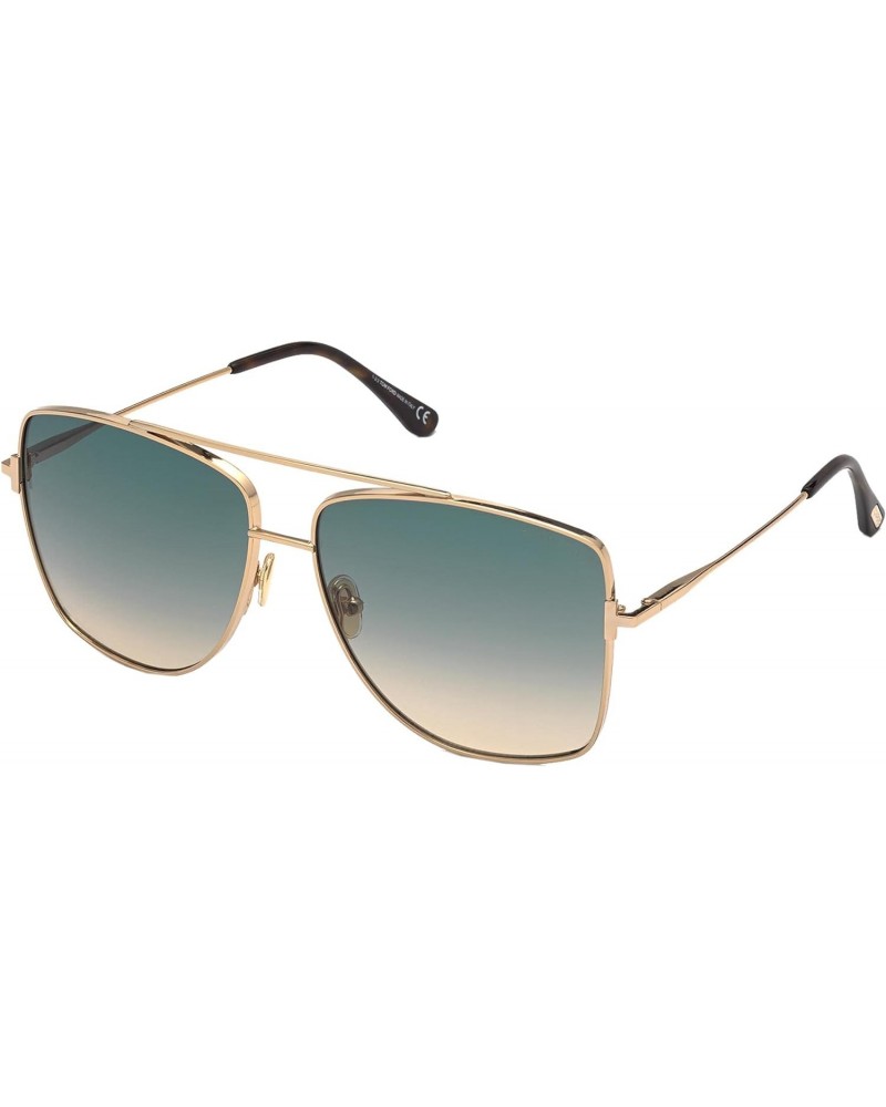 REGGIE FT 0838 Shiny Rose Gold/Blue Shaded 61/14/140 women Sunglasses $122.12 Pilot