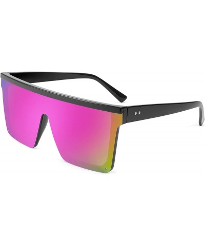 Oversized Sunglasses Mens Womens Flat Top Square Trendy Visor Shades UV400 B2470 Purple Mirrored Lenses $9.25 Oversized