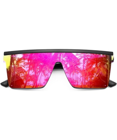 Oversized Sunglasses Mens Womens Flat Top Square Trendy Visor Shades UV400 B2470 Purple Mirrored Lenses $9.25 Oversized