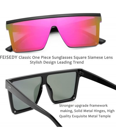 Oversized Sunglasses Mens Womens Flat Top Square Trendy Visor Shades UV400 B2470 Purple Mirrored Lenses $9.25 Oversized