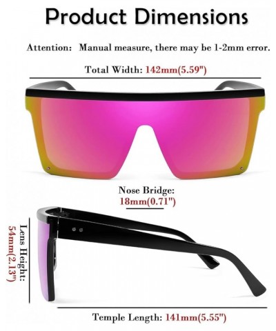 Oversized Sunglasses Mens Womens Flat Top Square Trendy Visor Shades UV400 B2470 Purple Mirrored Lenses $9.25 Oversized