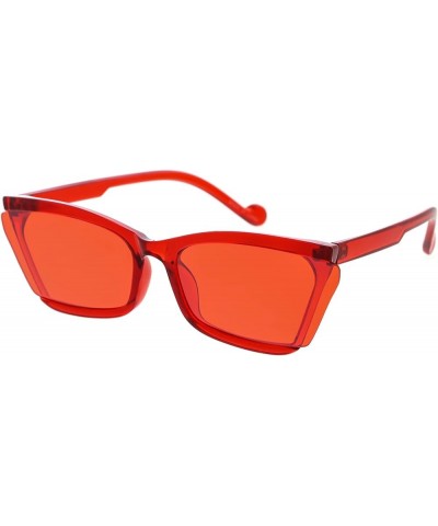 Sleek Semi-Rimless Winged Lens Cat Eye Sunglasses D276 Red / Red $10.79 Rimless