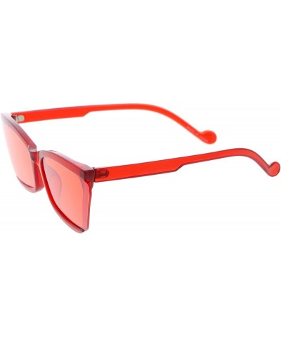 Sleek Semi-Rimless Winged Lens Cat Eye Sunglasses D276 Red / Red $10.79 Rimless