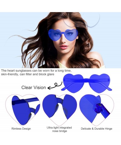 12 Pairs Heart Sunglasses for Women 12 Colors Rimless Heart Shaped Sunglasses Candy Heart Glasses for Party Favors 24 Pairs N...