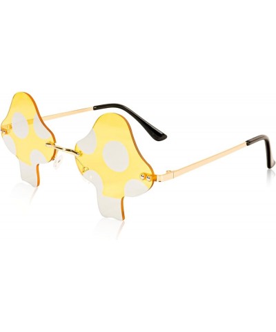 Rimless Mushroom Shape Sunglasses for Women Men Party Halloween Christmas Cosplay Glasses Prom Accessories Yellow $7.41 Rimless