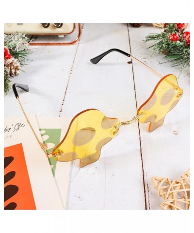 Rimless Mushroom Shape Sunglasses for Women Men Party Halloween Christmas Cosplay Glasses Prom Accessories Yellow $7.41 Rimless