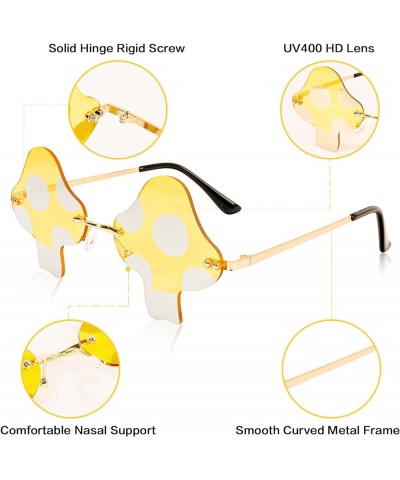 Rimless Mushroom Shape Sunglasses for Women Men Party Halloween Christmas Cosplay Glasses Prom Accessories Yellow $7.41 Rimless