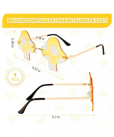 Rimless Mushroom Shape Sunglasses for Women Men Party Halloween Christmas Cosplay Glasses Prom Accessories Yellow $7.41 Rimless